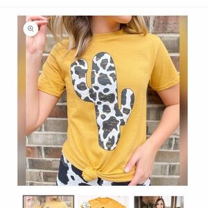 Cow print cactus graphic tee